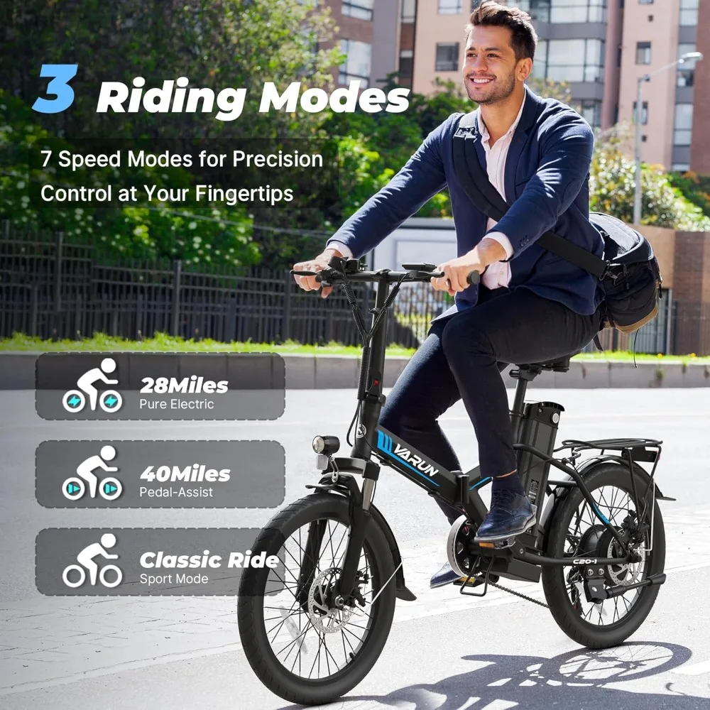 Bicicleta elétrica-pico 750w dobrável ebike para adultos até 40 milhas 20mph, bateria de lítio removível de 48v, bicicleta elétrica dobrável de 20