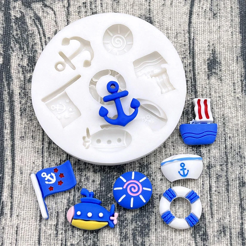 Anchor Seagull Rudder Life Buoy Ocean Silicone Baking Mold Sugarcraft Fondant Decorating Tools Chocolate Gumpaste Cupcake Mold