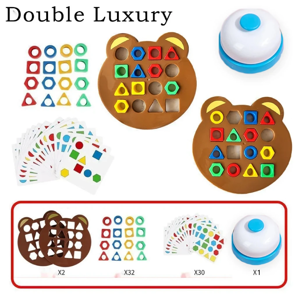 Ursinho forma geométrica cor correspondência 3d quebra-cabeça montessori aprendizagem educacional interativo jogo de batalha brinquedos crianças presente