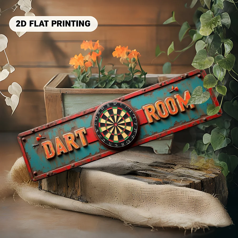 2D Flat, Aluminum Signboard, an Interesting Wall-mounted Aluminum Decoration Item Dartboard Darts Vintage Rustic, Can Be Used in