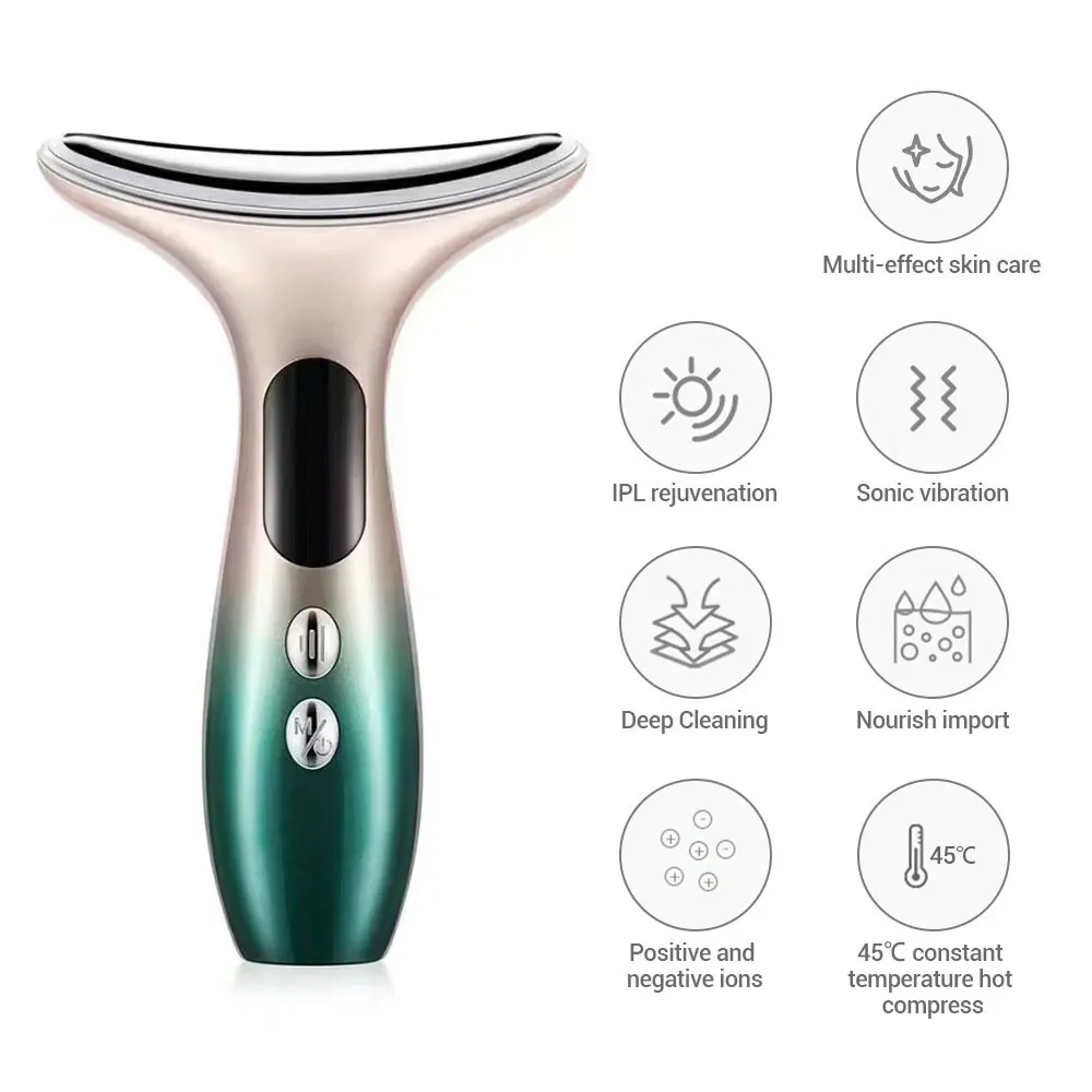 Appareil de beauté pour le cou et le menton, EMS, Micro-courant, Lifting du visage, masseur raffermissant, Photon LED, rajeunissement, Anti-rides