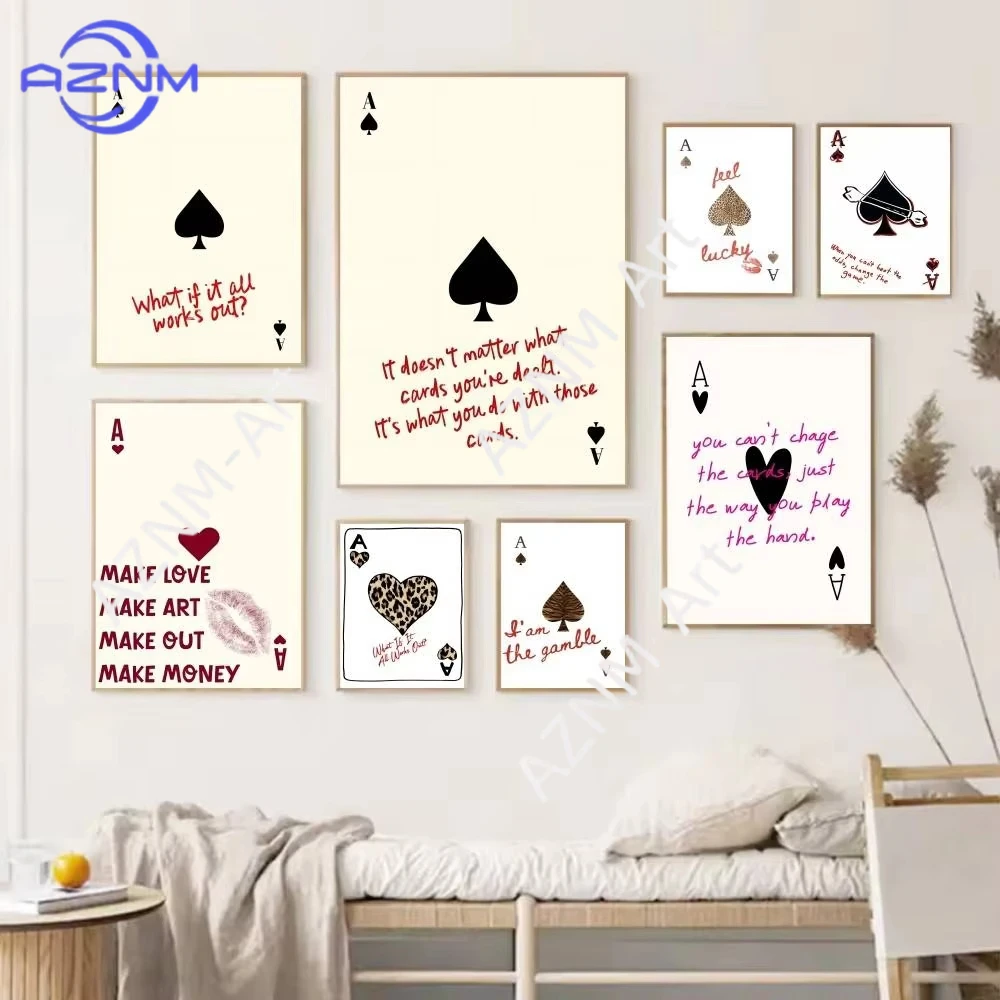 1 Stück As-Karten-Poster mit positiven Sprüchen, modisches Wandkunst-Poster, Heimdekoration, Raumdekoration, Gemälde für Wohnzimmer, Restaurant, Küche