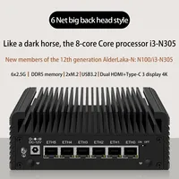 6 LAN 2.5G Firewall Server Intel Core 3 N355 N305 N150 N100 i226-V Fanless Mini PC DDR5 2xNVMe 1xSATA3.0 Type-C pfSense Proxmox