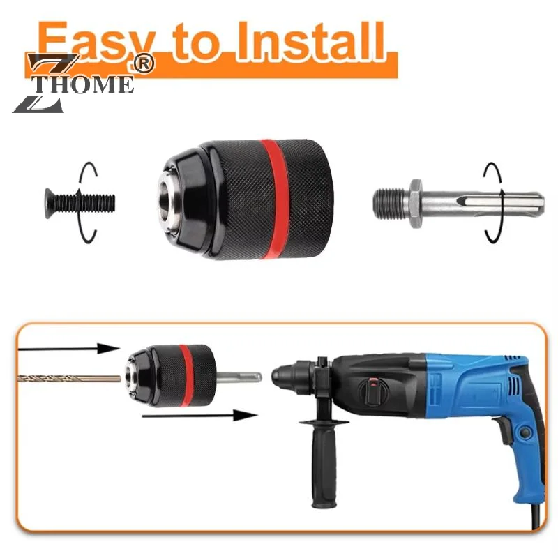 4pcs/set,0.8~10mm Ratchet Self-locking Drill Chuck,3/8-24UNF Thread 3Jaw Metal Keyless Chuck,Power Chuck For Drill Bits&Sleeve