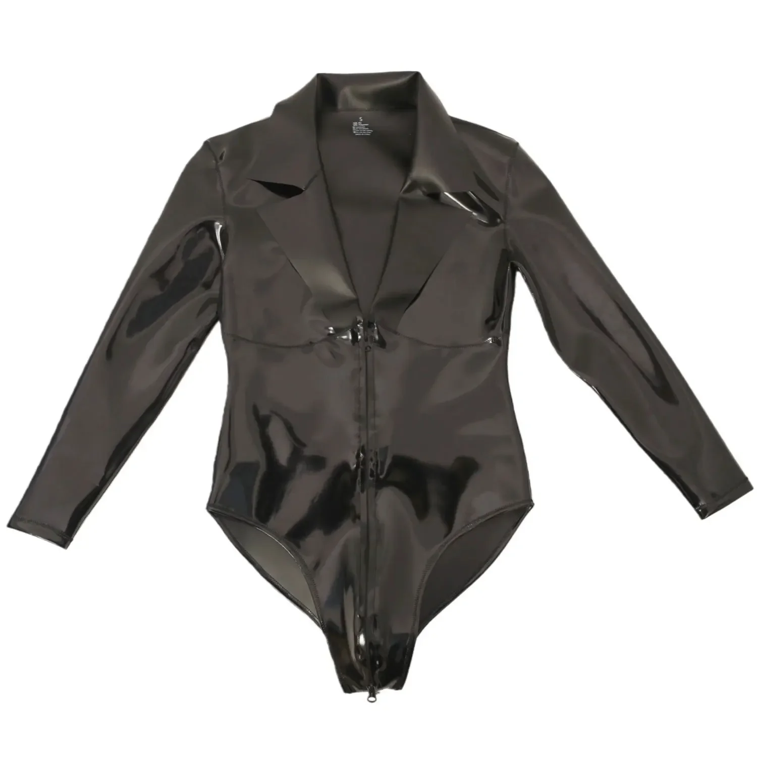 

Fashion V Neck Vest Bodysuit PVC Shiny Cloth Latex Men's Shirts Crotch Zipper Open Nightclub Stage Tights Man Sexy Punk Tops