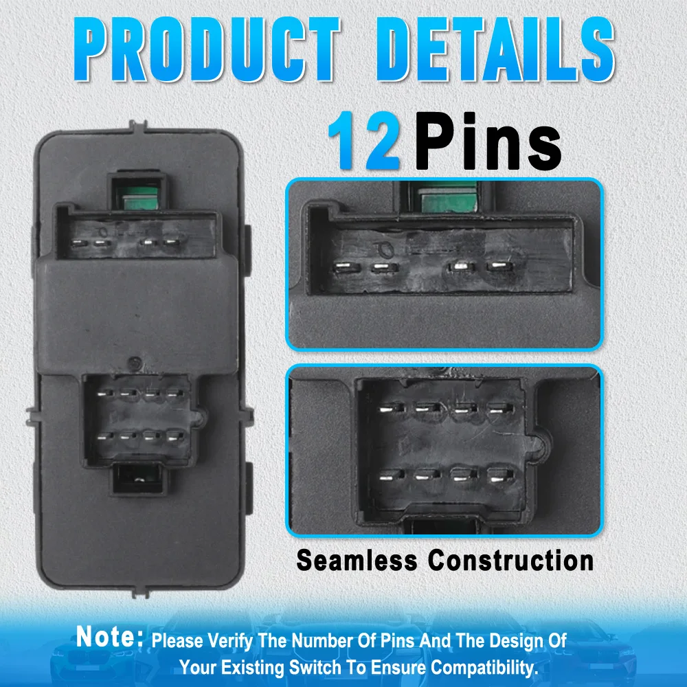 

For Chevrolet Impala 2000-2005 Front Left Power Master Window Switch With 12 Pins 10283834 901-001 SW3764 10422427
