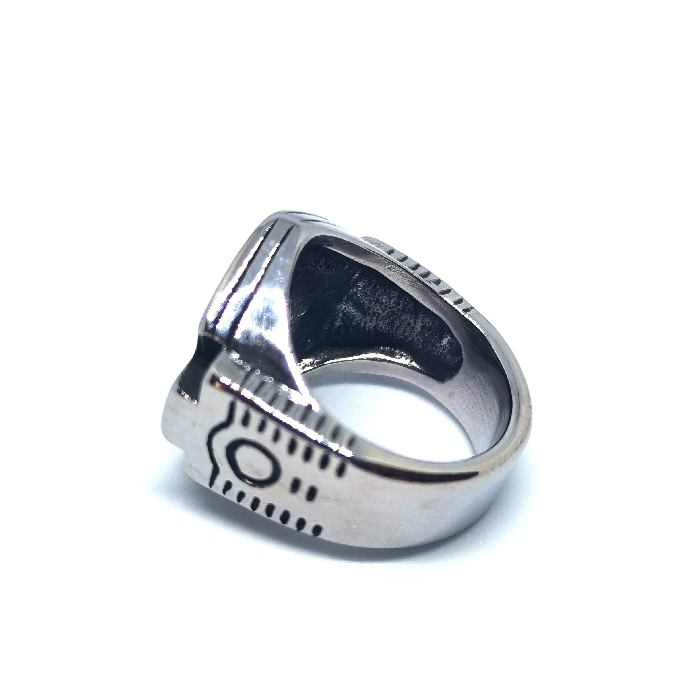 Megin D Stainless Steel Titanium Punk Hip Hop Motor Cycle Rider Vintage Bague Fan Rings for Men Women Couple Gift Jewelry Gothic