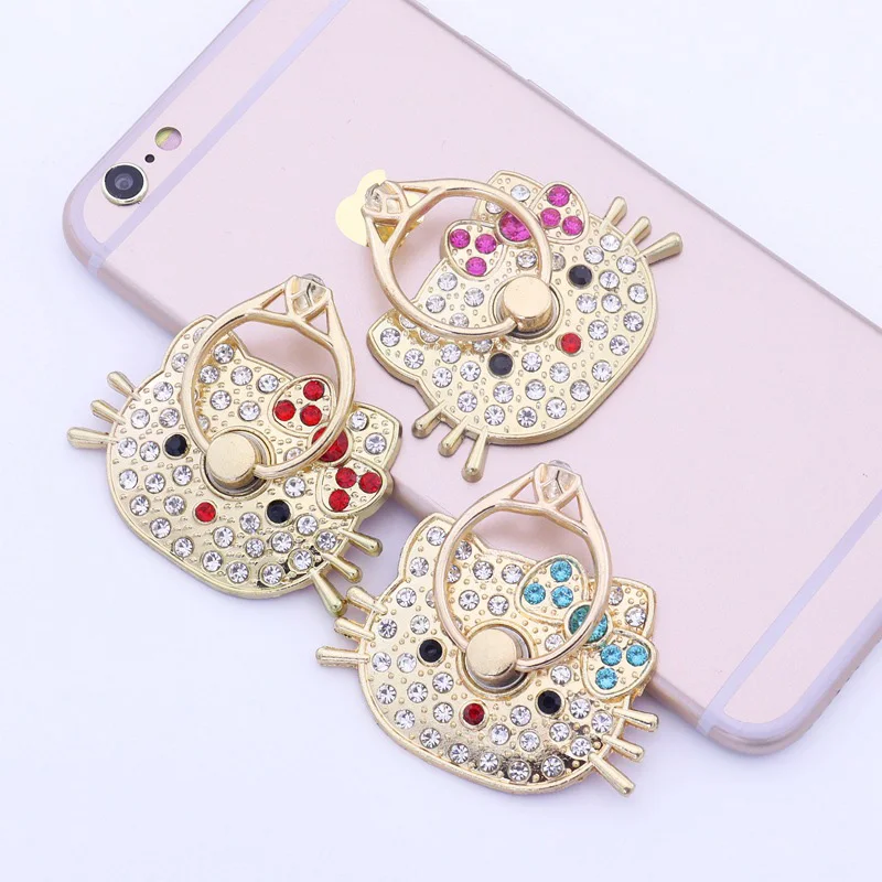 

Мультяшные блестящие кольца на палец в стиле розового кота Мужские Женские Универсальные складные репликационные мобильные телефоны