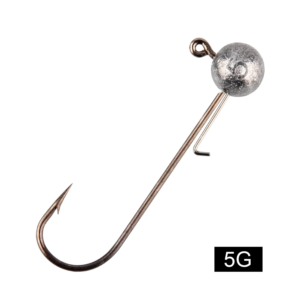 Spinpoler 5g 7g 10g 14g Jig Köpfe Angelhaken Lange Schaft Runde Kugel High Carbon stahl Lange Für Weiche Köder Wurm Zubehör 4 stücke