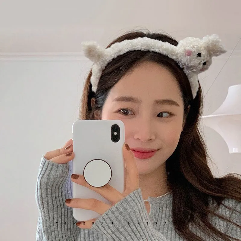 1pc Cute rabbit headband, lamb hair, cute cat hair, hair clip, face wash headband, hair tie, hair compression, makeup headwear