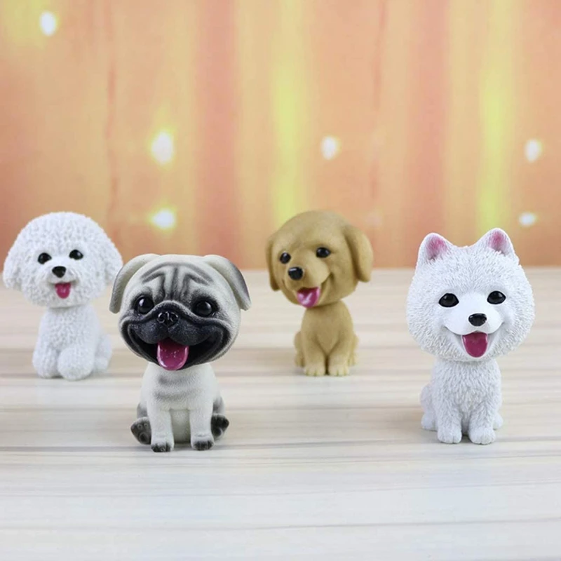 Hars Schattige Bobble Head Dobing Hoofd Puppy Beeldje Thuis/Auto Dashboard Voor Auto Voertuig Decoratie-Mopshond