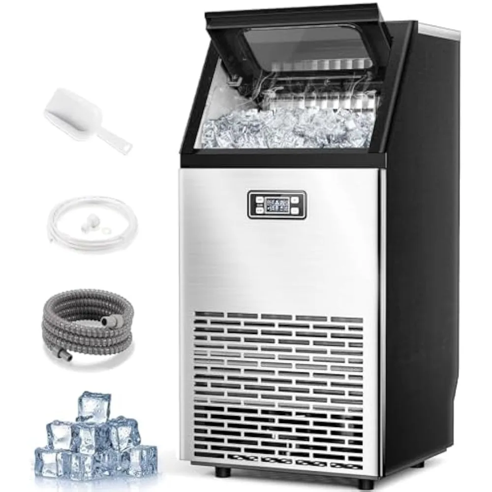 V2.0 commercial ice maker, 100 pounds, 2-way water addition, self-cleaning under table ice maker, ice maker with 24-hour timer