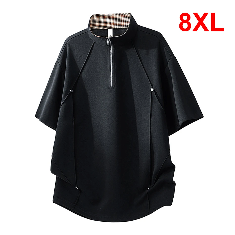Summer Polo Shirt Men 8XL Plus Size Short Sleeve Polo Shirts Stand collar Fashion Casual Breathable Polo Shirt Male Big Size 8XL