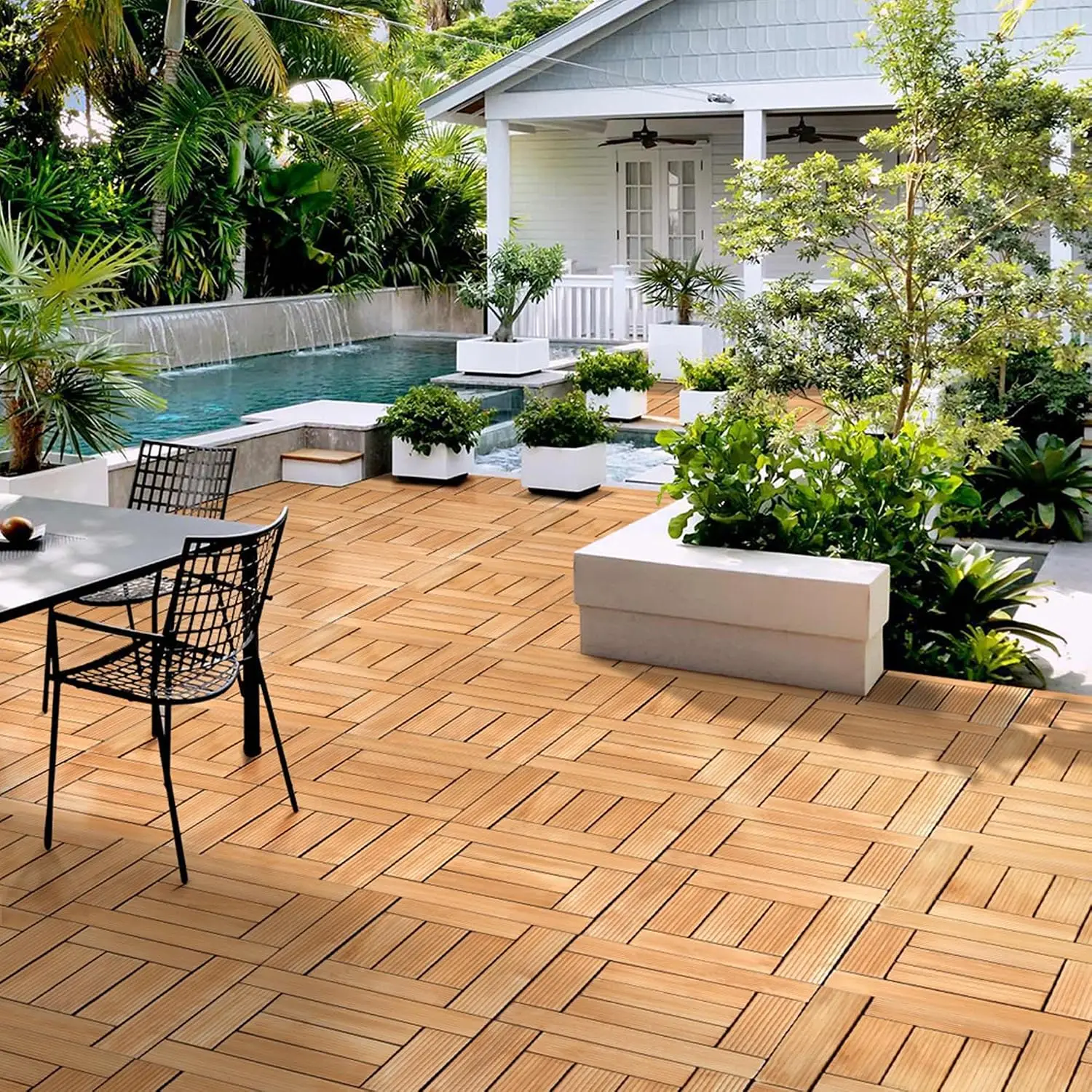Outdoor Floor Tiles for Patio Flooring, Waterproof Decking, All-Weather Interlocking Tiles and Wedding Dance Floor, Customized