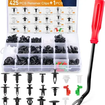 425Car Body Retainer Clips Set Tailgate Handle Rod Clip Fastener Remover Auto Push Pin Rivets Door Trim Panel Clips