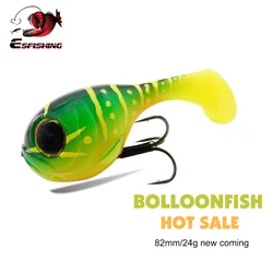 Esfishing-isca de pesca artificial com gancho, novo modelo 22023, 1 parte, feita de silicone silicone macio, deraball com gancho qualidade, 82mm24g