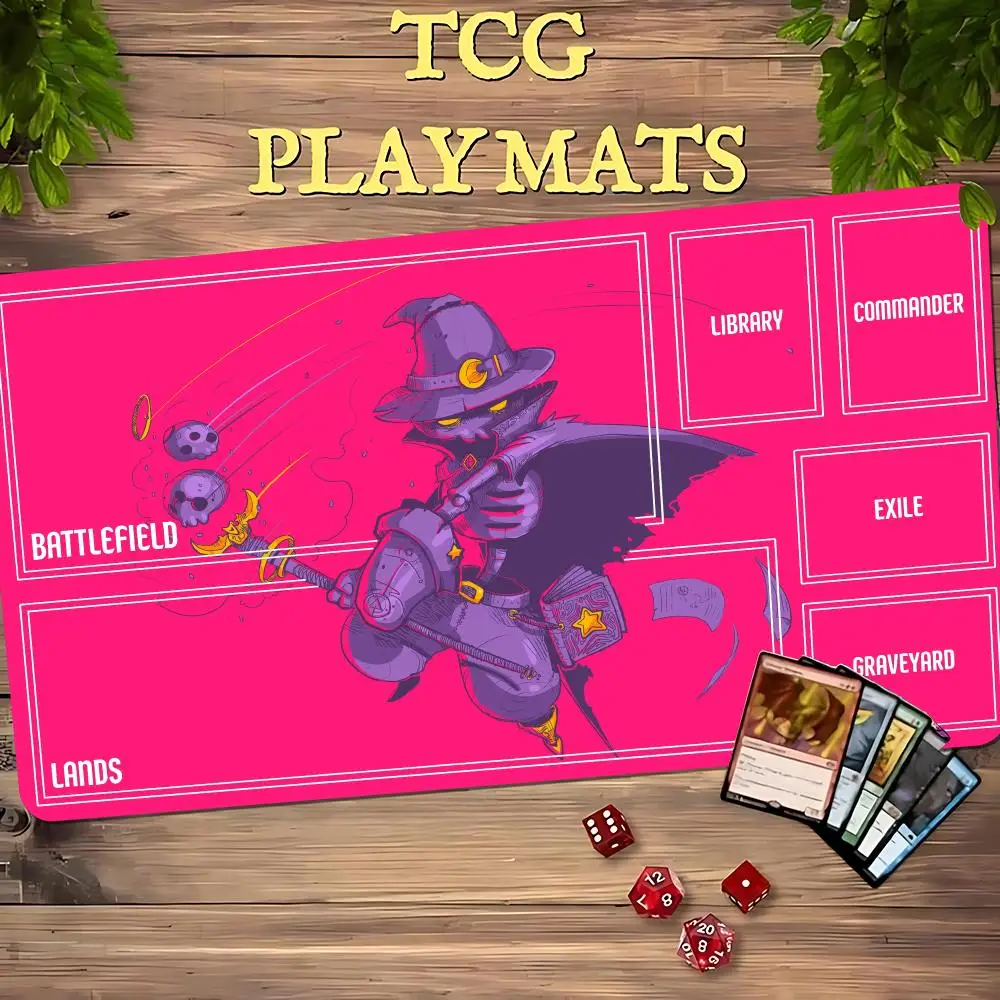Anime Skeleton Wizard TCG Playmat 40X70CM Magic Card Battle Mat Non‑Slip Durable Stitched Edge Zoned Large Tabletop Playmat