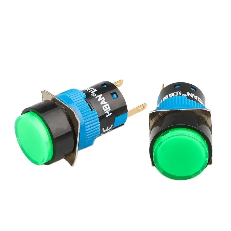 16Mm Rode Golf Schakelaar Led Power Signaal Plastic Indicator Licht Rood Groen Blauw Wit Rechthoekig Cirkelvormig