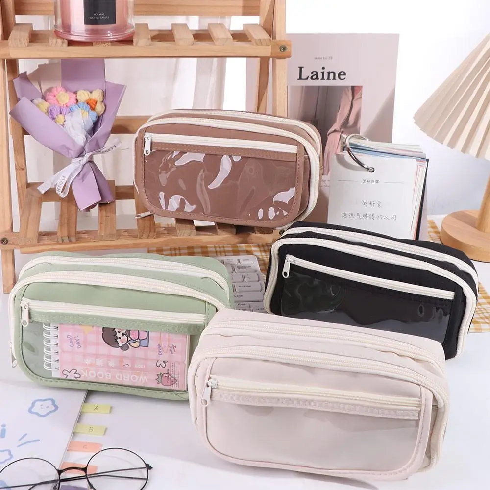 

Aesthetic 9 Layers Pencil Bag Capybara Panda Canvas Large Capacity Pencil Bag Student Zipper Stationery Storage Bag