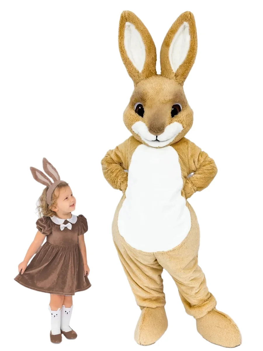 

Adults Plush Brown Easter Bunny Rabbit Mascot Costume Cartoon Characters Walking Doll Clothes Halloween Christmas Fancy Dress