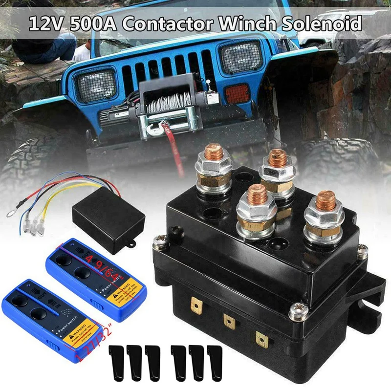 Universal 12V 500A Winch Remote Contactor Winch Control Solenoid Relay Twin Wireless Remote Recovery Car Accessories B