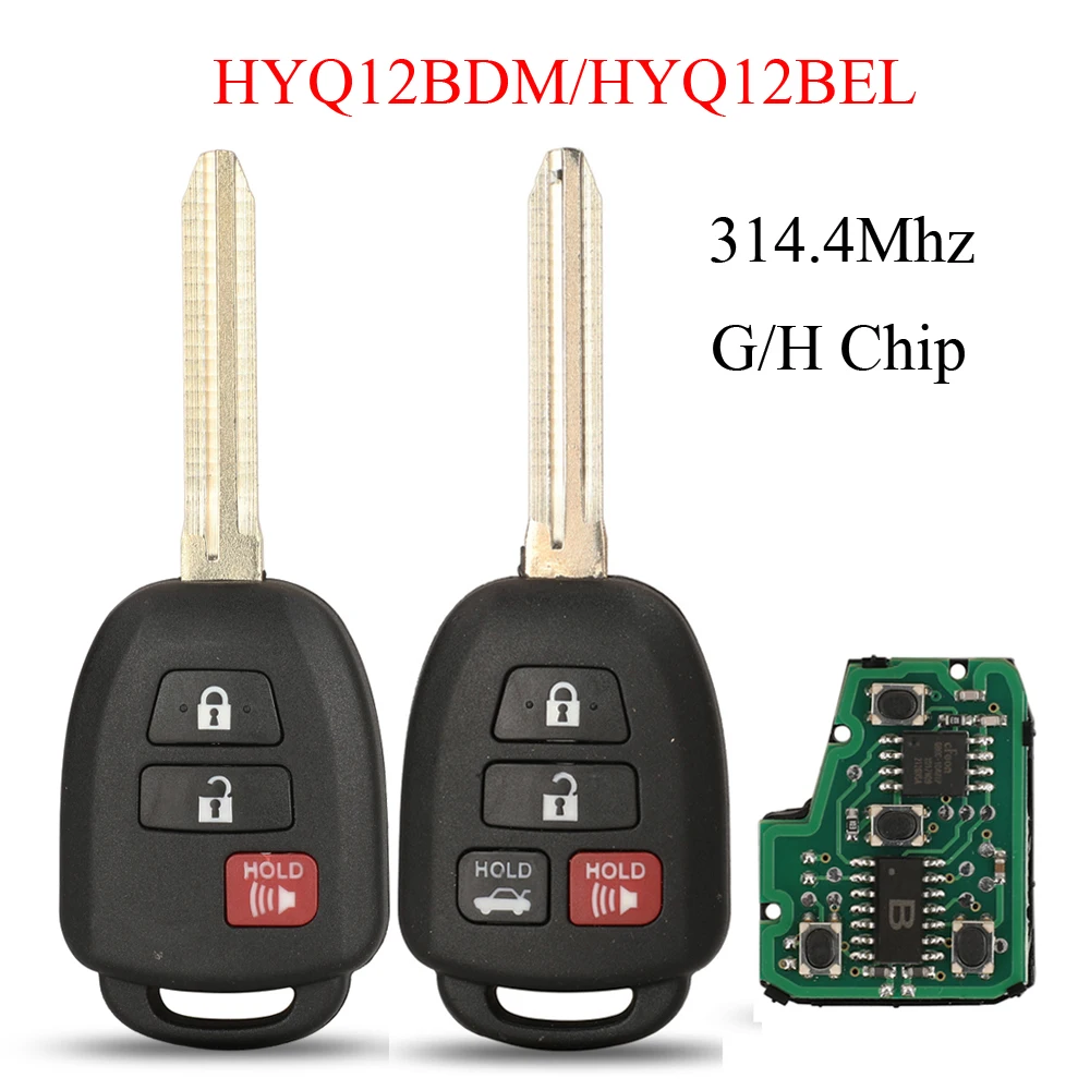 

jingyuqin 314.4Mhz G / H Chip Smart Remote Car Key For Toyota Prius 2 Hilux Etios Vios Yaris Corolla No Mark HYQ12BDM HYQ12BEL