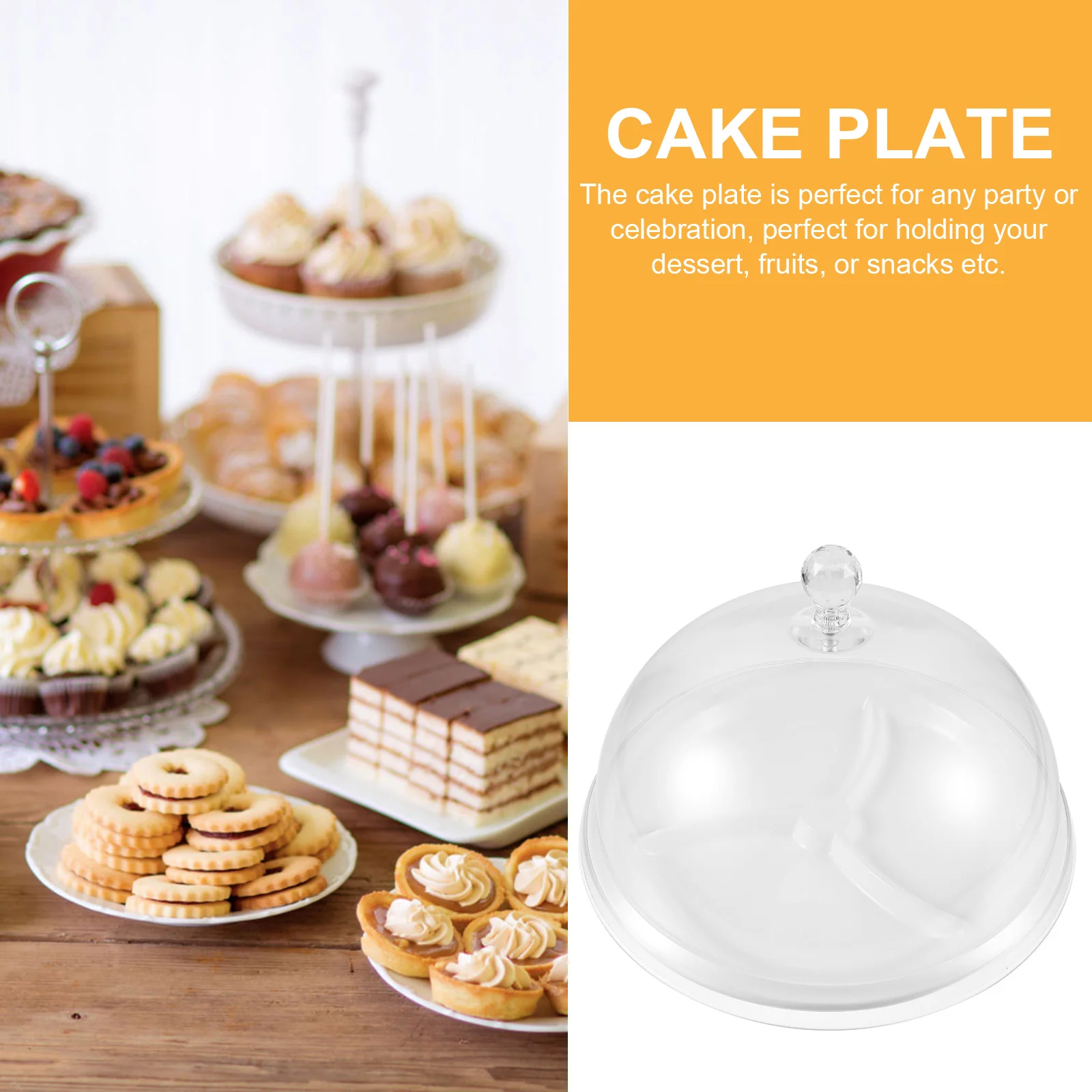 

Fruit Snack Tasting Plate Cake Stand With Dome Lid Dessert Serving Tray PC Plastic Cover Clear Design Wedding Party Display Hold