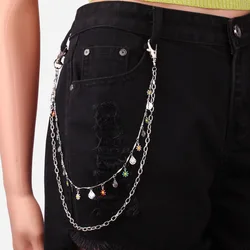 New Punk Keys Chain for pants women men Acrylic Flower keychain clip on chains pants belts punk jeans Hip Hop jewelry