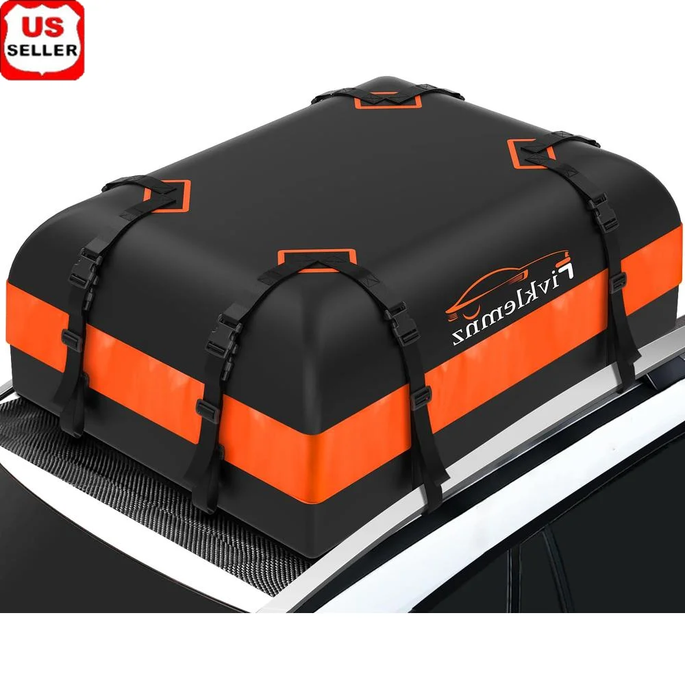 Car Roof Bag Waterproof Rooftop Cargo Carrier Anti-Slip Mat 15 Cubic Feet Storage Reinforced Straps