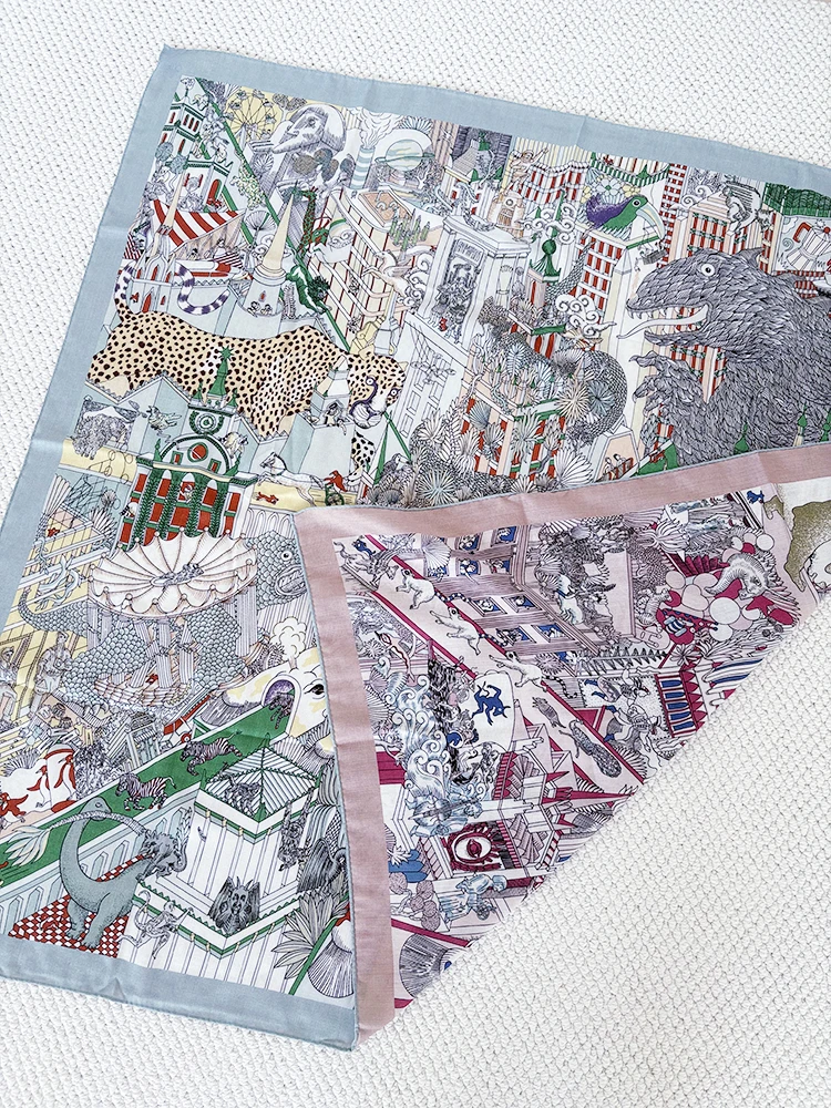 

Women 110CM Scarf Luxury Designer Shawls Double Faced Winter Scarf Neck Head Hair Scarves Bag Clothing Accessories Animal City