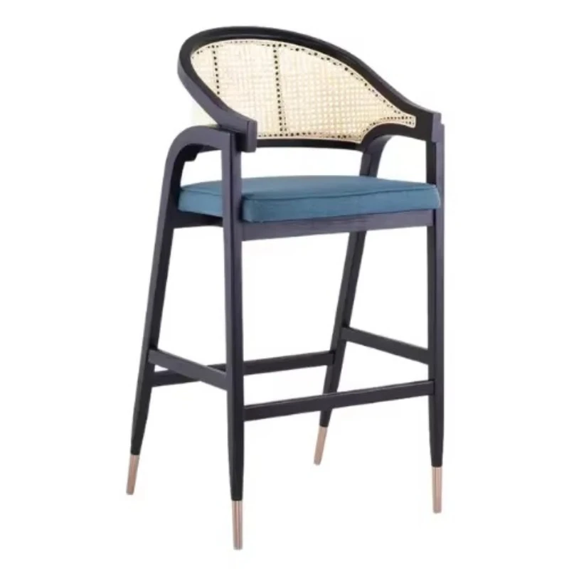 Style Outdoor Family Bar Hotel Bar Stool Bar Counter High Stool with Armrest High Rattan Environmental