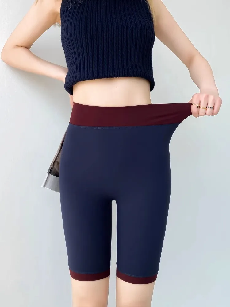 Women's Fitn arkskin Tight Pants Summer Thin Riding Pants High Waist Elastic Base Layer Pants Casual Five-Quarter Length