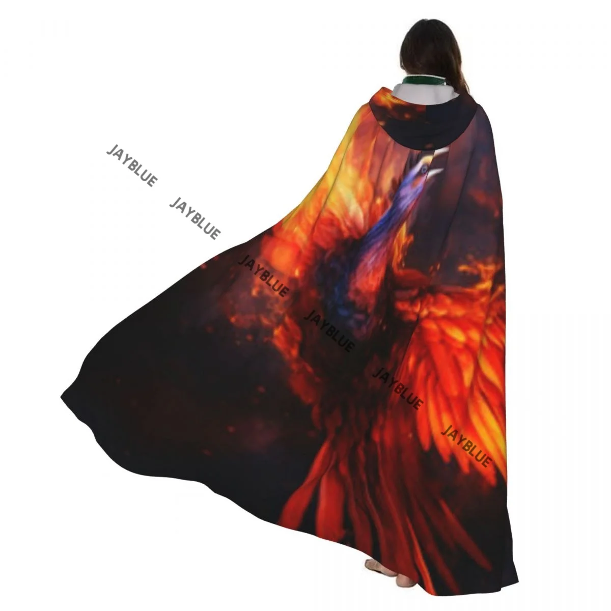 

Плащ для взрослых, накидка с капюшоном, горящие птицы Феникса, средневековый костюм, ведьма, Викка, вампир, эльф, Пурим, карнавальная вечеринка