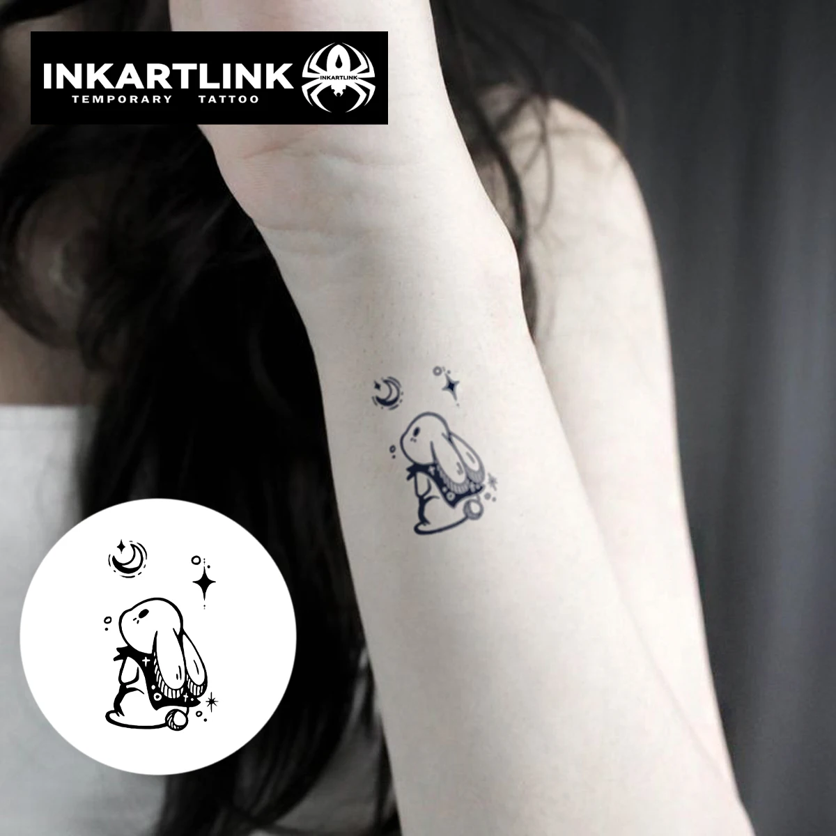 3 pcs Rabbit Temporary Tattoo,Lasts To 15 Days New Technology Magic Waterproof Semi Permanent Sticker.