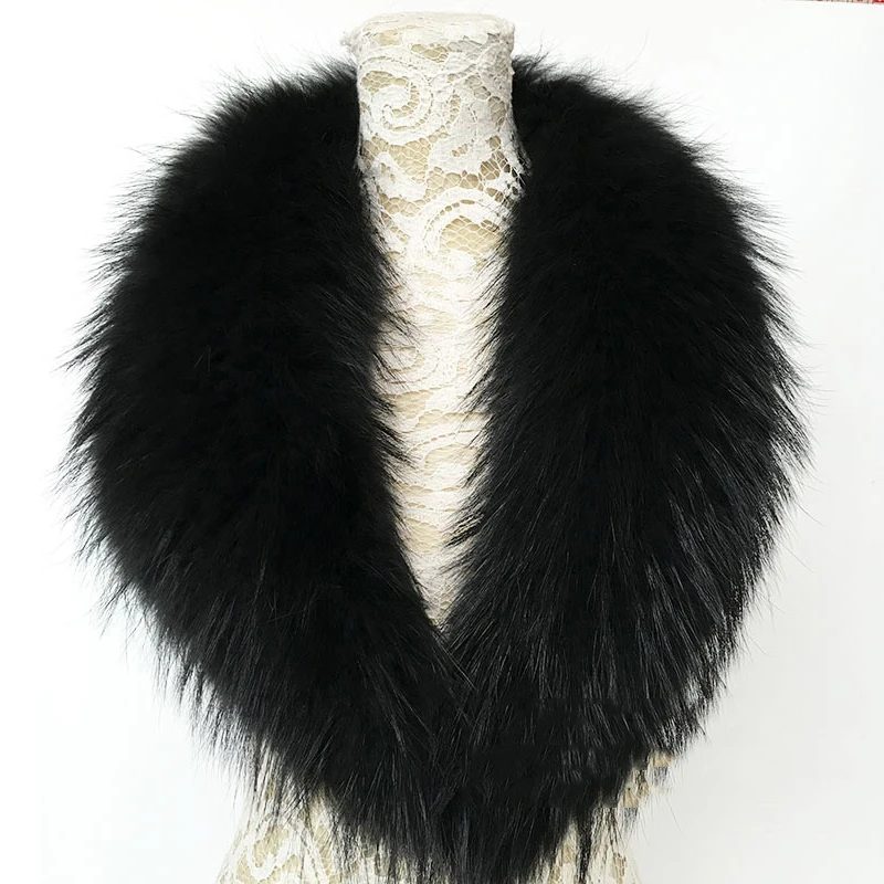 Natural Raccoon Fur Collar Real Fur Scarf Women Winter Luxury Neck Warmer Fur Shawl Wraps Scarves Men Coat Jacket Furry Collars