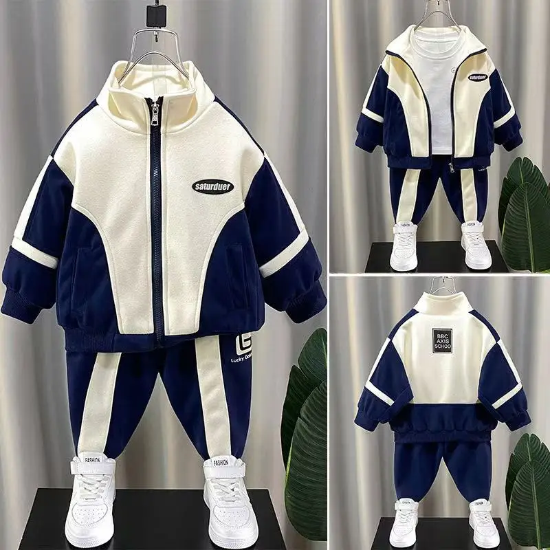 Conjunto de ropa para niños Temporada de primavera y otoño Nuevos niños y bebés Chaquetas y pantalones casuales 2 piezas Ropa deportiva versión coreana 2-7