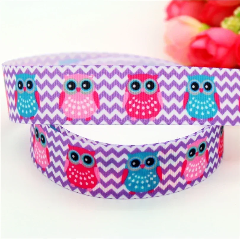 22mm 5yards Koala Elephant Animals Printed Grosgrain Ribbon Accessories Headwear Decoration Collar DIY Sewing Craft E22300