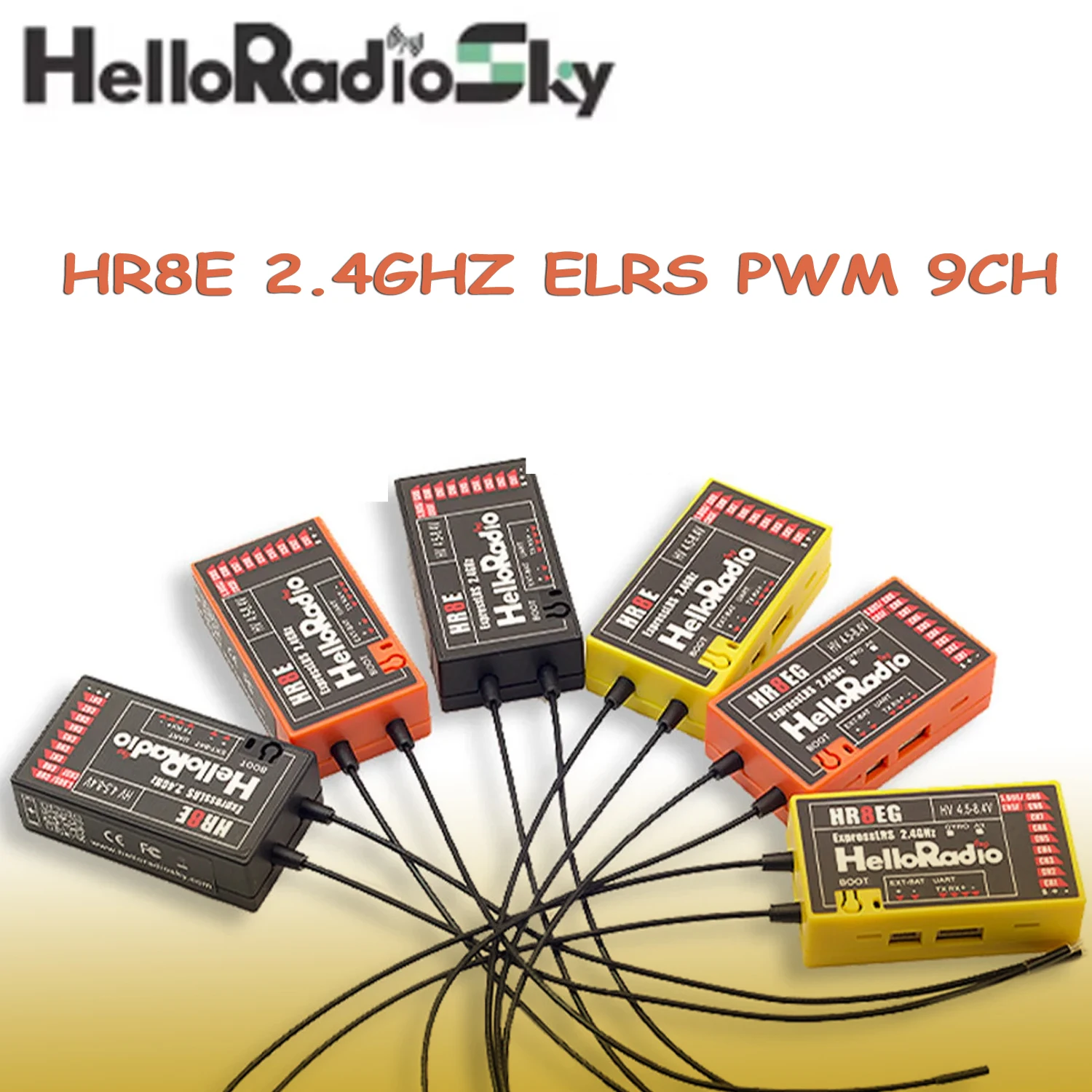 HelloRadio HR8E 2.4GHZ ELRS PWM 9CH Receiver Dual Antenna for Remote Control Fixed-Wing Aircraft Drone RC Models Parts & Accs