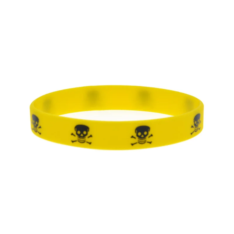 50 Stück Silikon-Armbänder im Street-Hip-Hop-Stil mit Totenkopf-Logo, Konzertgeschenk, Gummi-Armreif, 6 Farben – Detail 2