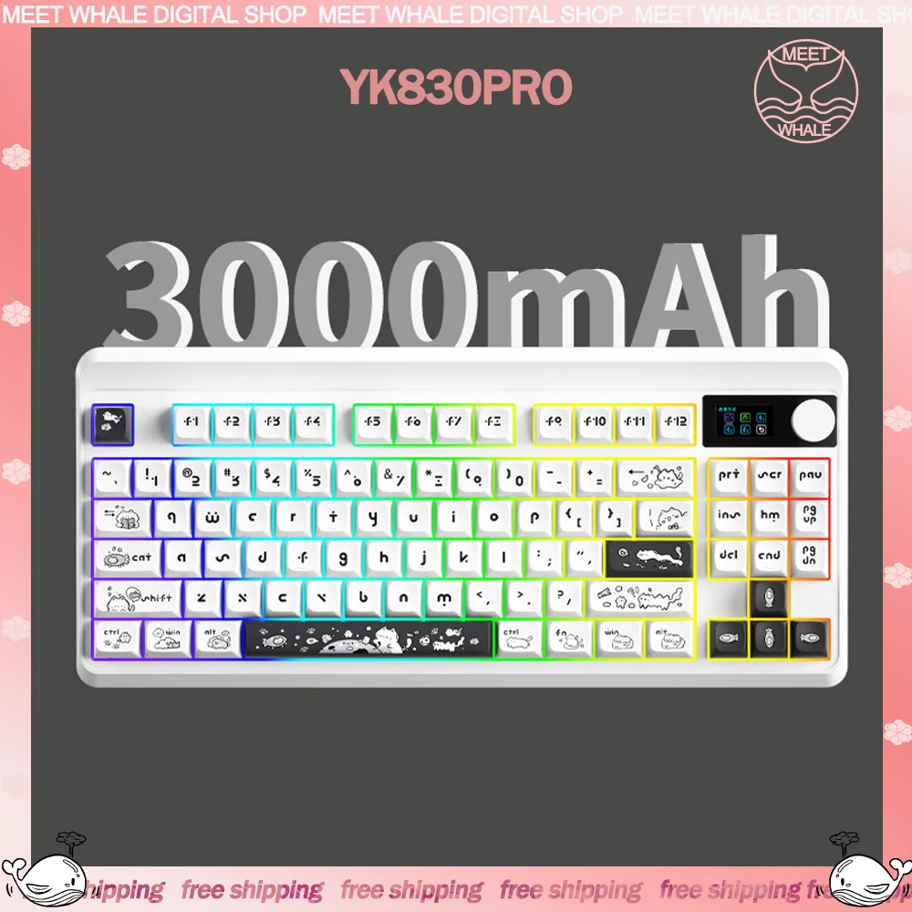 

iBlancod YK830pro Mechanical Keyboard Kit 3mode 2.4G Wireless Bluetooth Keyboard Kit 87key Hot Swap Rgb Gaming Keyboard Kit Gift