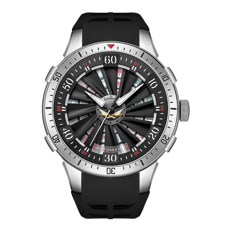 

HANBORO Mahjong Series Men's Time Run Fully Automatic Mechanical Night Light Waterproof Watch