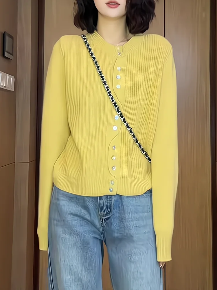 

Осенне-зимний новый европейский мягкий уютный асимметричный вязаный кардиган для женщин, высококачественный красивый свитер в корейском стиле