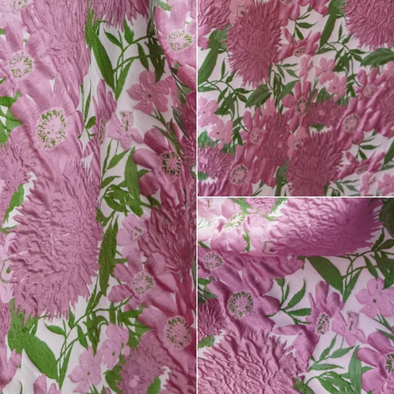 

Ткань для платья L100XW140CM, розовый цветочный жаккард, романтический деревенский стиль, для платьев и ветровок, женская одежда, весна-осень, модная коллекция