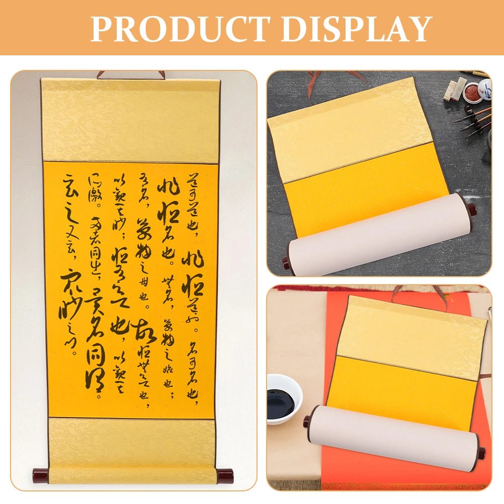 

Blank Calligraphy Scroll 40x120cm Xuan Red Golden Rice Paper for Chinese Painting Art Supplies Absorbent Practice Paper
