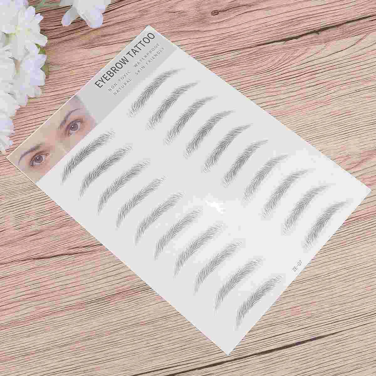 2 Pcs 3d Eyebrow Stickers Tool Artificial Transfer Water Proof Imitation Stencils