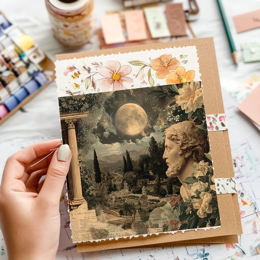 ورق قصاصات مقاس 6 × 6 بوصات (36 ورقة): مشاهد ألوان مائية لواحة الصحراء لسكرابوكينغ وكتب أوريغامي وبوهو الذاكرة