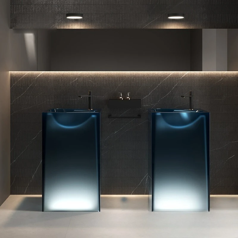 

Internet celebrity square column basin resin basin artificial stone transparent washbasin