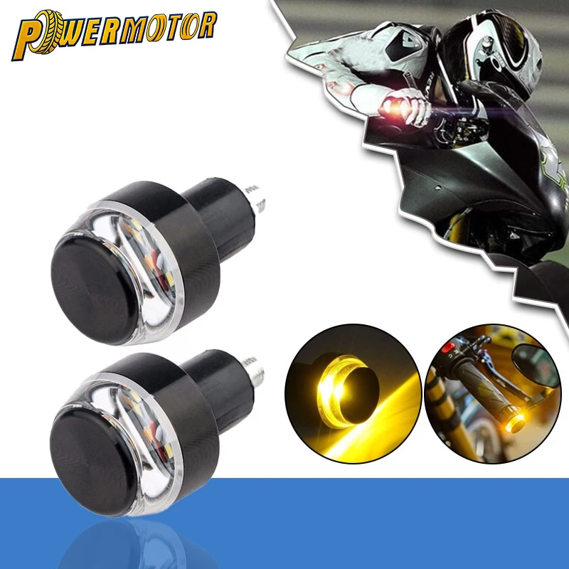 

22mm Handlebar Plug LED Turn Signals 2pcs Motorcycle Handle Bar End Blinker Indicator Light for Honda Kawasaki Yamaha Suzuki