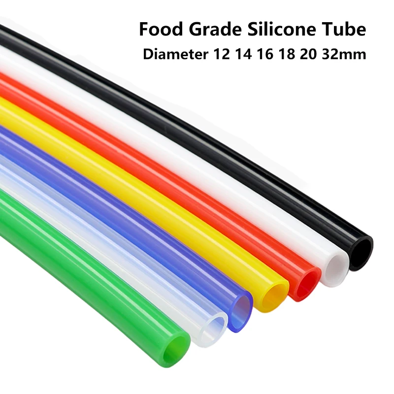 Tubo in Silicone Alimentare Colorato da 1/3m, Diametro Interno 12 14 16 18 20 32mm, Connettore per Acqua, Tubi Flessibili in Gomma per Acquario e Pompa Laghetto