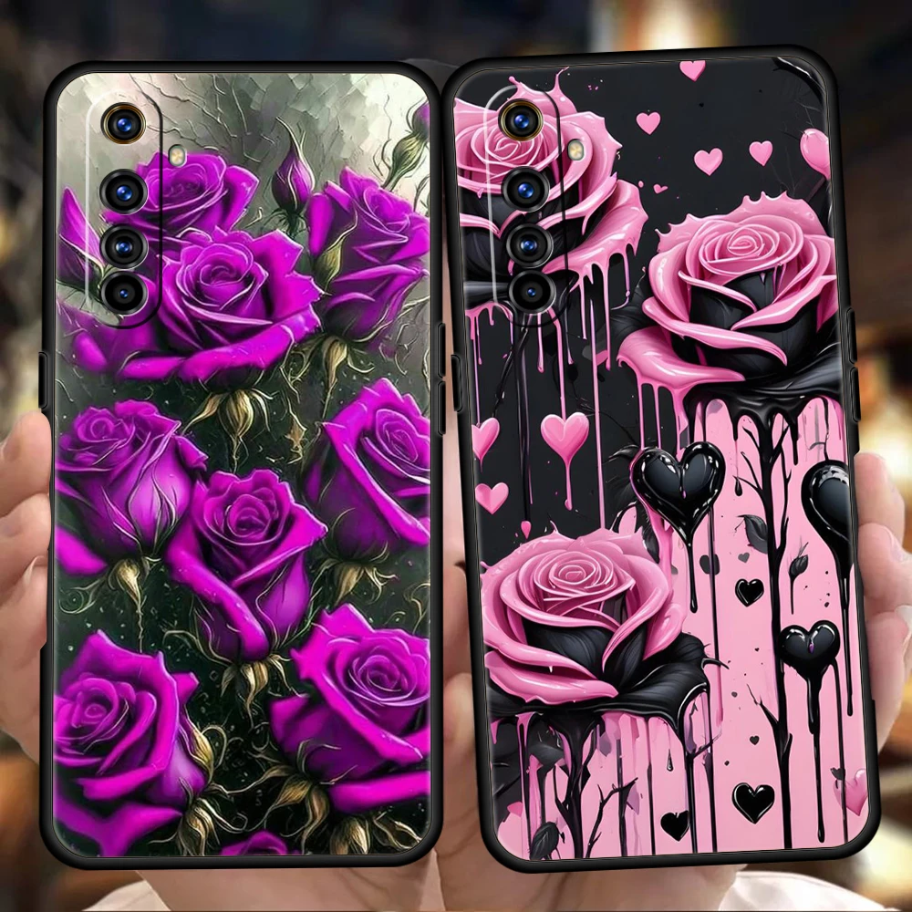 

Colored Roses Phone Case for Oppo A17 A12 A57 A74 A16 Find X5 X6 A52 A53 A54 A15 Reno 6 Z 7 Pro A9 2020 5G Silicone Shell Capas